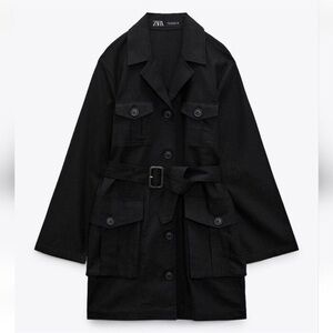 Zara Linen Belted Trench Coat